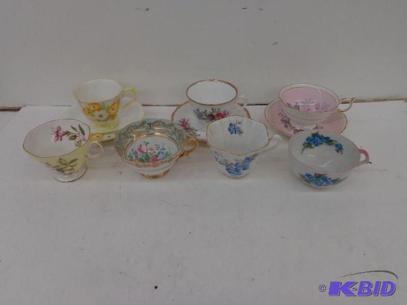 lot 230 image: 7 Tea Cups and 3 Saucers (3) Matching Sets Ca...