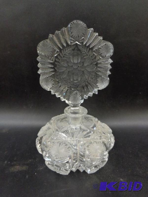 lot 4 image: Cut Crystal Perfume Bottle 4&quot Diameter B...