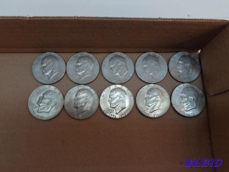 lot 50 image: 10 Silver Dollars (9) Bicentennial 1776-1976 ...