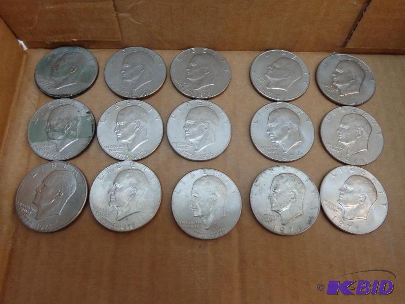 lot 6 image: 15 Eisenhower Dollars &nbsp &nbsp &nbsp9) ...