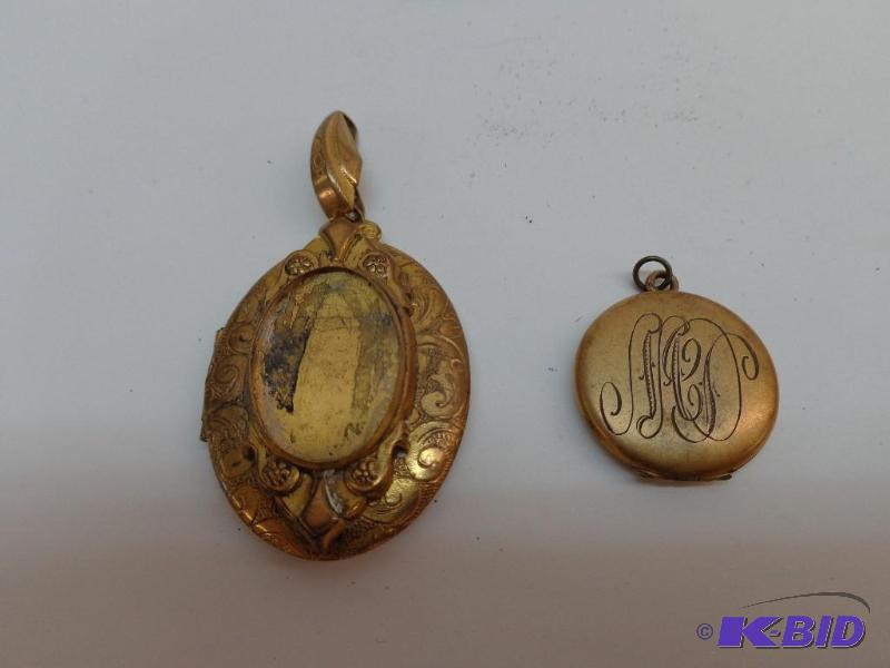 lot 9 image: 2 Small Golden Lockets 1) 1 1116&quot Long ...