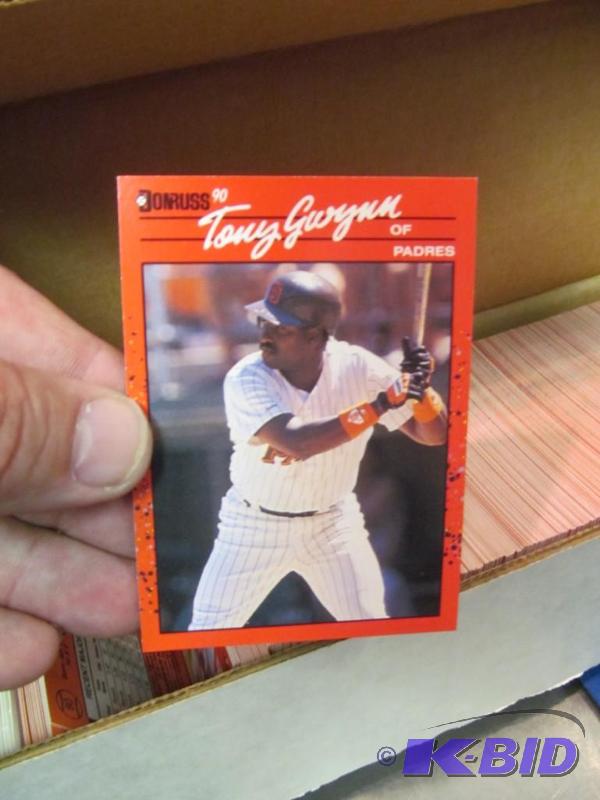 Box of 1990 Donruss Baseball Trading Cards with Puzzle Pieces