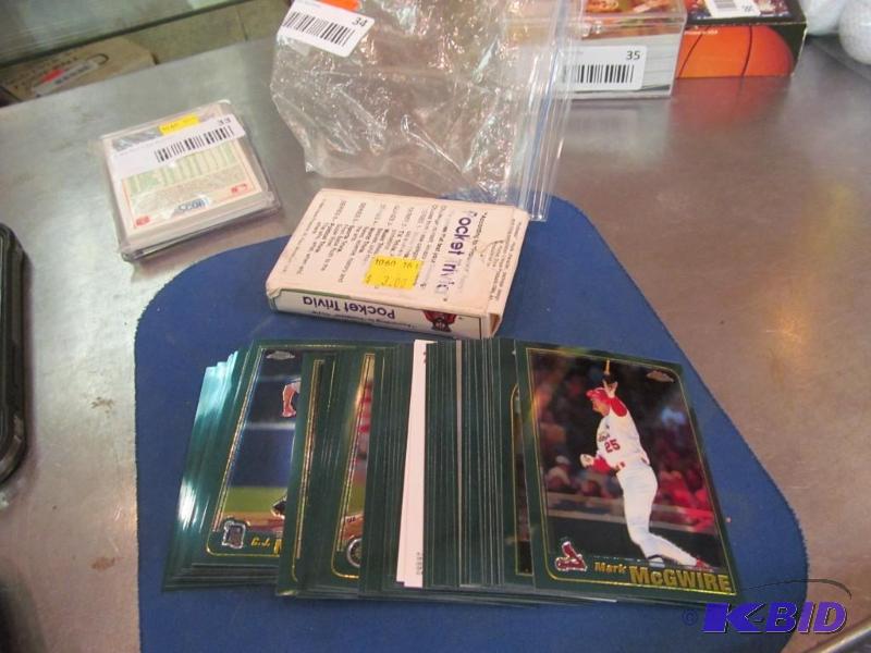 Set of Topps Chrome Baseball trading cards, stickers & Sports Trivia Card Game