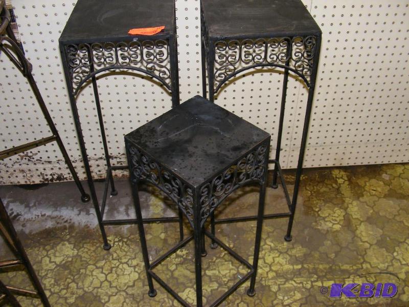 set of 3 plant stands, metal. 2 of them 9 s...