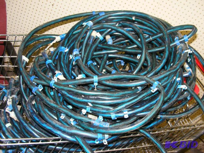 several strings of blue rope lights, not test...