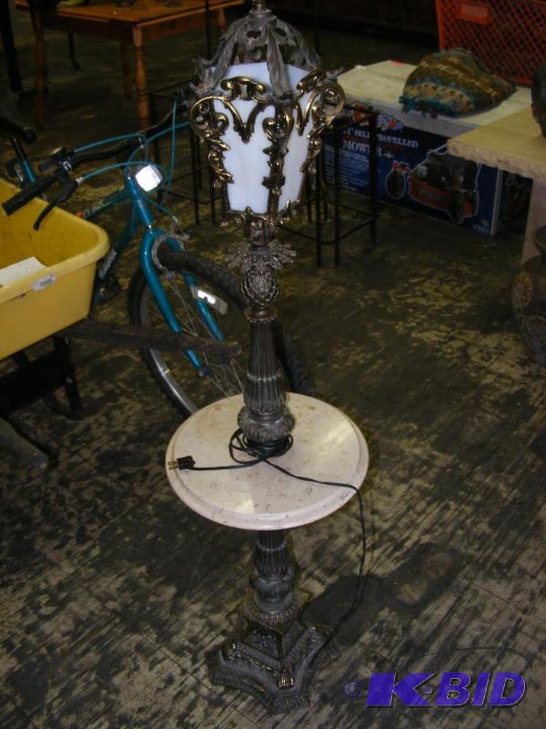 Antique Brass Floor lamp with Marble Table...