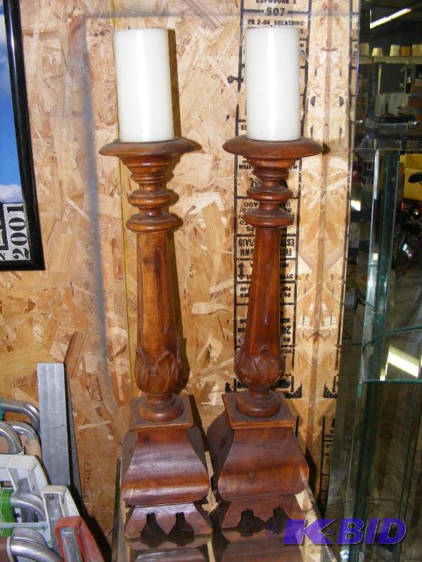 Pair of Hand Made Candle Sticks and Candles, ...