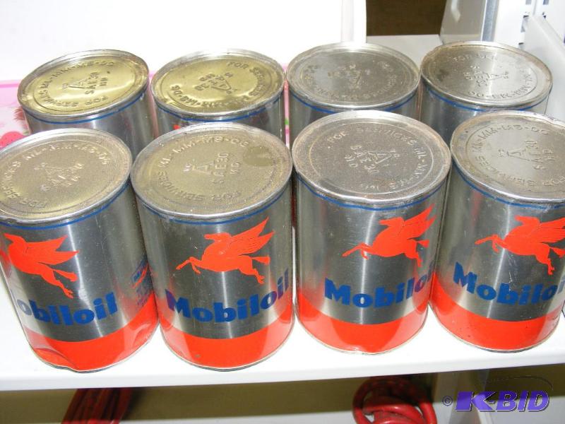 8 Mobil Oil cans, SAE 30 some denting on thes...