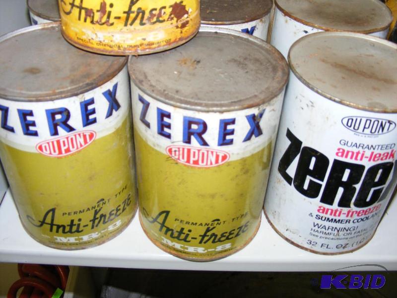 7 old Cans of DuPont Anti-freeze can on the t...