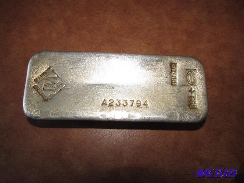 100 OZ bar of .999 Silver Serial # A233794 ...