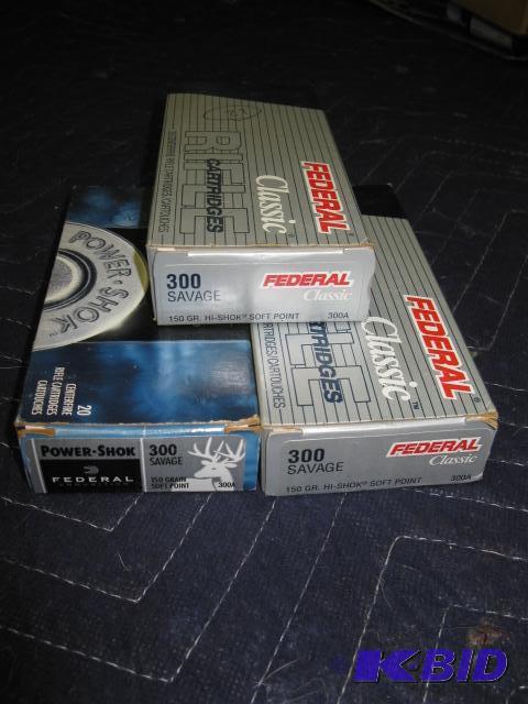60 rounds of Federal 300 Savage, 3 boxes of a...