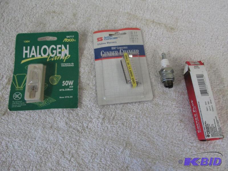 lot 143 image: Halogen Lamp, Spark Plug and a Gender Changer