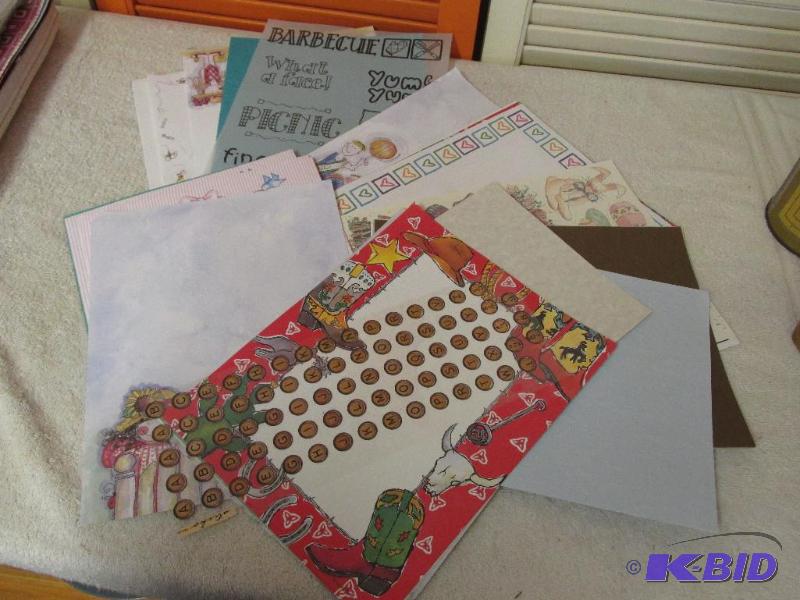lot 61 image: Nice Size Lot of 8 X 11 Scrapbooking Paper & Old Fashioned Typewriter Stickers