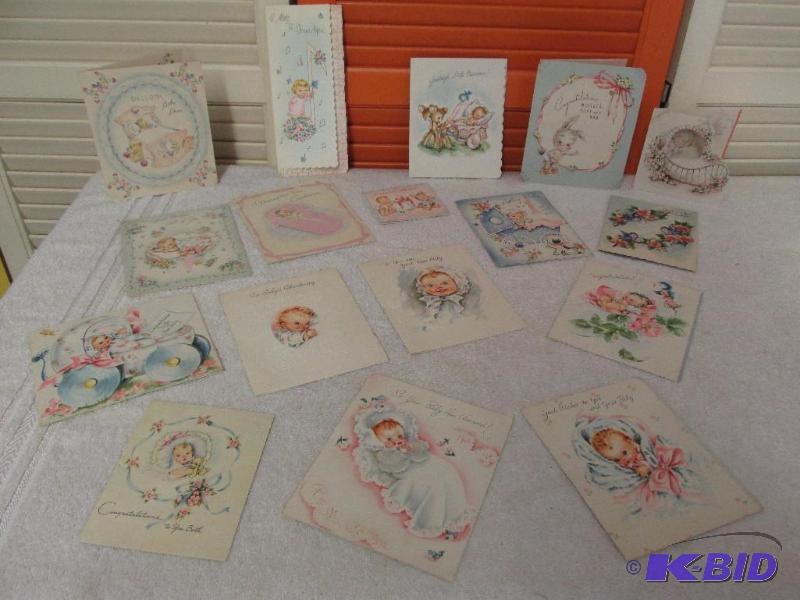 lot 71 image: Antique Cards - most are Welcome Baby