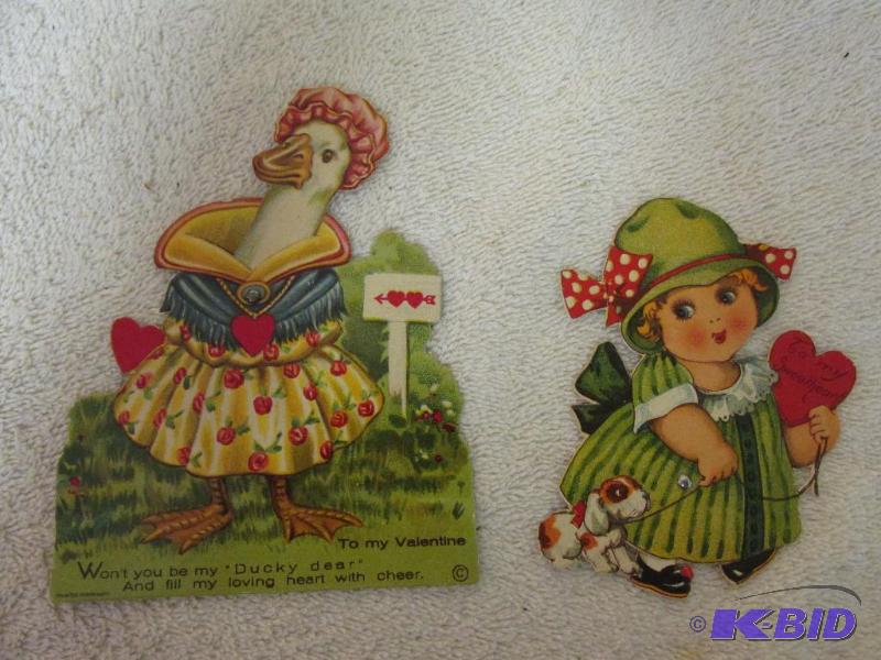 lot 77 image: 2 Unique Valentines Movable Parts Cards