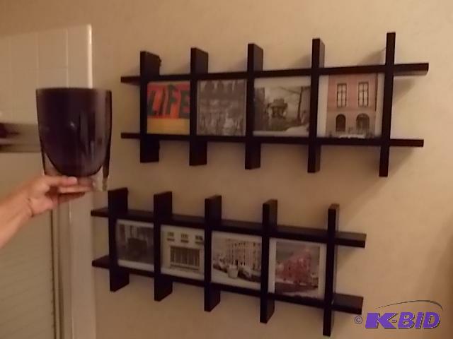 2-Wall Shelves, Purple Art Glass Vase...