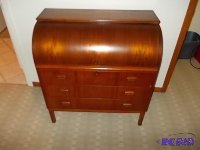 Roll Top Writing DeskSecretary With 3-Drawer...