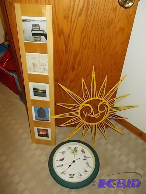 Collage Picture Frame, Bird Clock, Yellow Wic...
