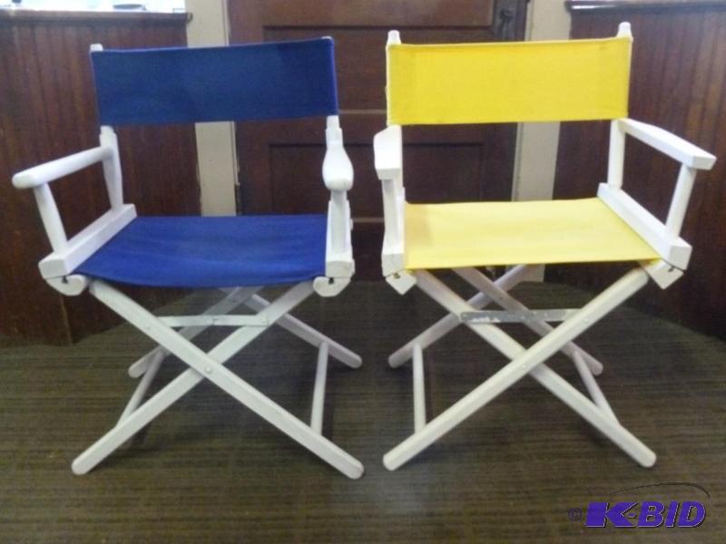 A pair of solid wood framed fold up directors...