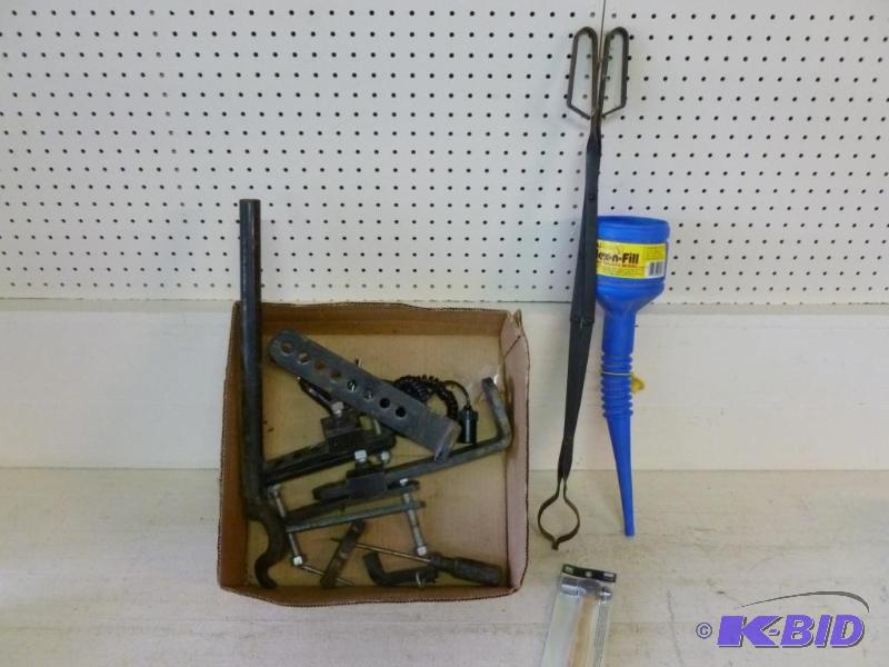 Large lot of steel hitch related items, plast...