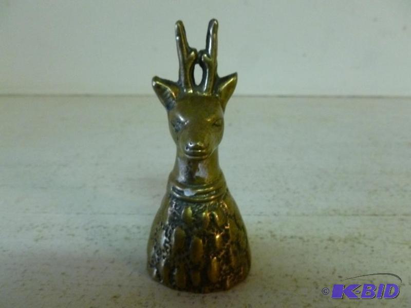 Vintage cast brass antelope head dinner bell ...