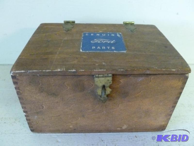 Vintage Genuine Ford Parts dove tailed wooden...