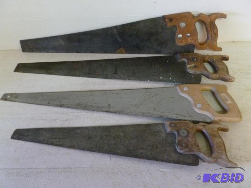 Lot of four good hand saws that includes a vi...