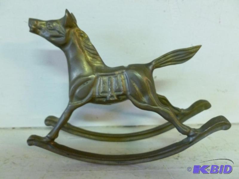 Vintage cast brass rocking horse decoration t...
