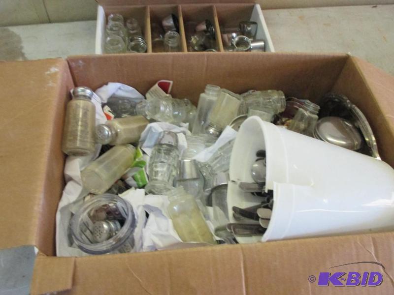 box of salt and pepper shakers...