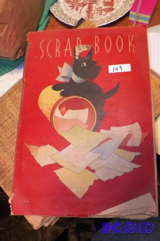 lot 109 image: 1936 Scrapbook including 10 1909 Postcards from the Sleepy Eye Snowstorm