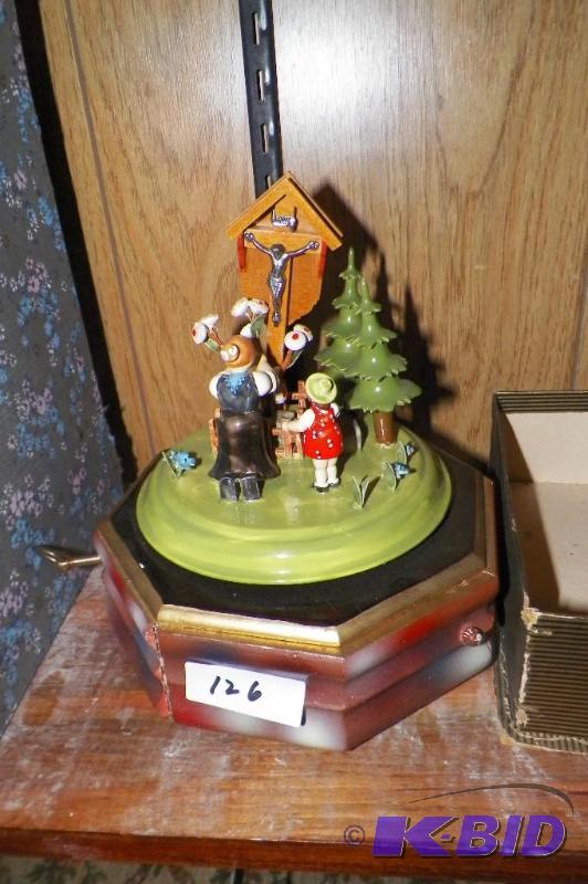 lot 126 image: Old German Music Box.  Does not wind.  Includes key