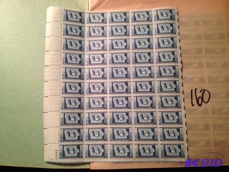 lot 160 image: Sheet of 1946 3 cent stamps  Iowa