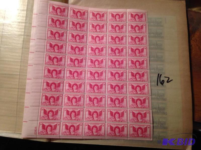 lot 162 image: Sheet of 1948 3 cent stamps - Francis Scott Key