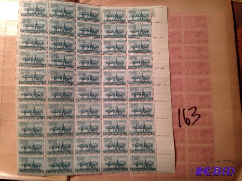 lot 163 image: Sheet of 1949 3 cent stamps Minnesota Centennial