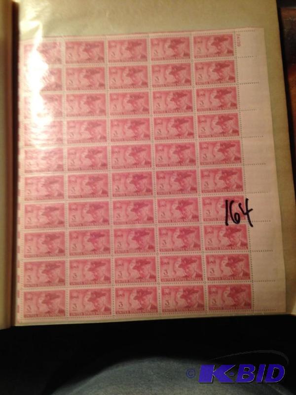 lot 164 image: Sheet of 1950 3 cent stamps Grand Army