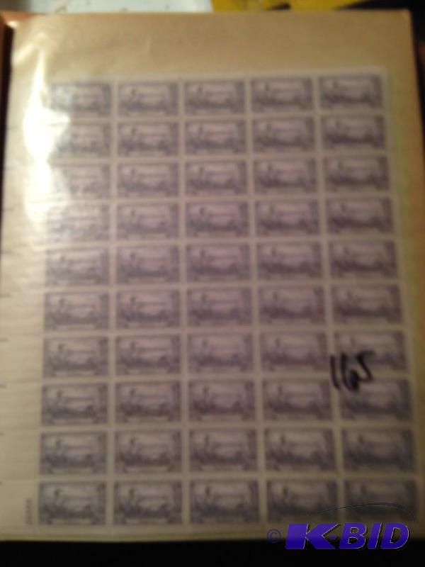 lot 165 image: Sheet of 1951 3 cent stamps  Washington