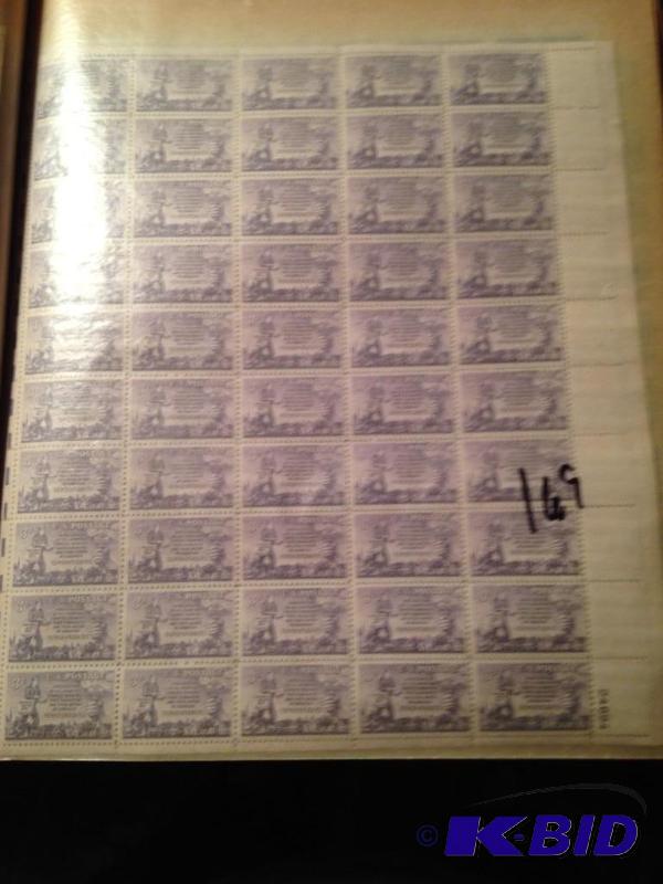 lot 169 image: Sheet of 1954 3 cent stamps  Newspaper boys