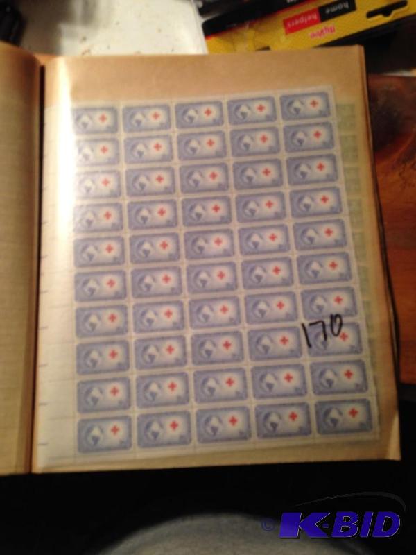 lot 170 image: Sheet of 1954 3 cent stamps Red Cross