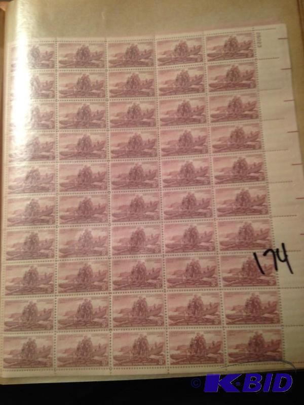 lot 174 image: Sheet of 1954 3 cent stamps  Lewis & Clark