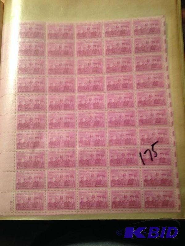 lot 175 image: Sheet of 1954  3 cent stamps  Armed Force Reserve