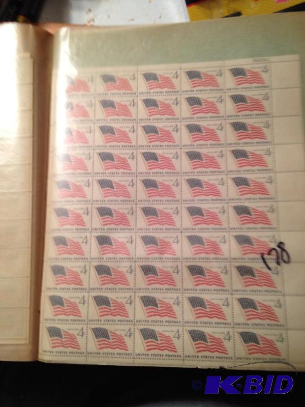 lot 178 image: Sheet of 1950s 4 cent Stamps U.S. Flag