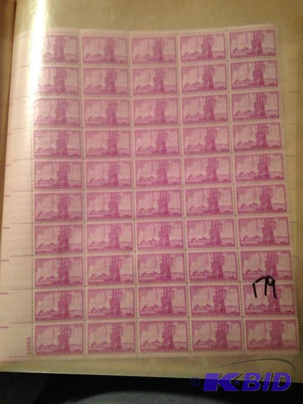 lot 179 image: Sheet of 3 cent stamps New York City