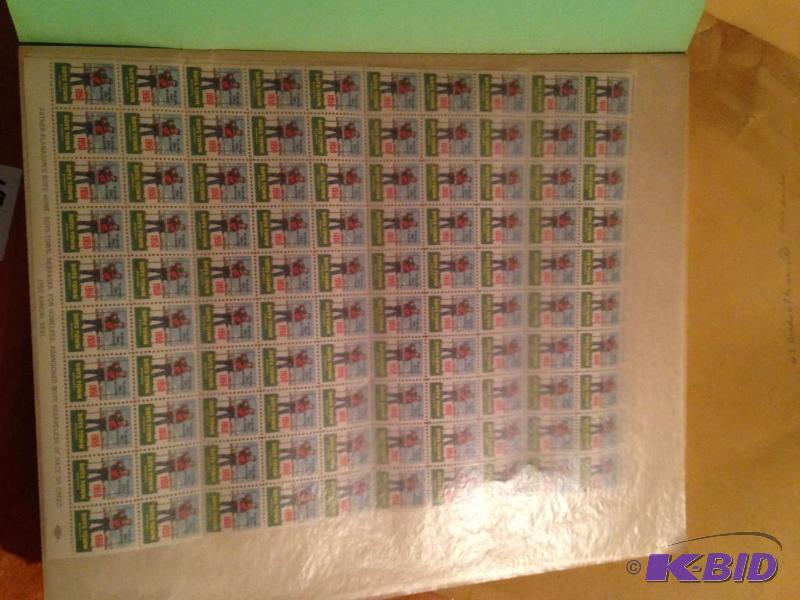 lot 190 image: Complete sheets of Boys Home Stamps from 1950-1957, 1959-60, 1962-68 plus more.  Also some single stamps.