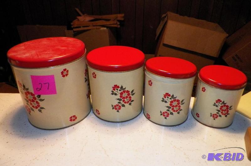 lot 27 image: 4 Piece Tin Canister Set