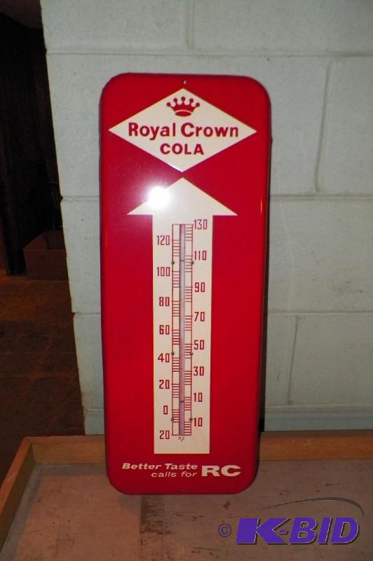 lot 36 image: BEAUTIFUL ROYAL CROWN THERMOMETER.  THERMOMETER IS STUCK AT 55 DEGREES.  NO CHIPS OR DENTS.