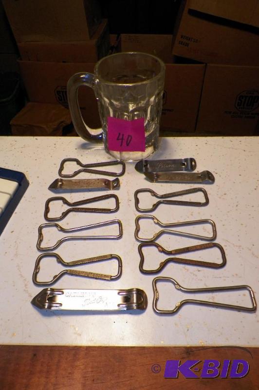 lot 40 image: Glass with Beer Openers