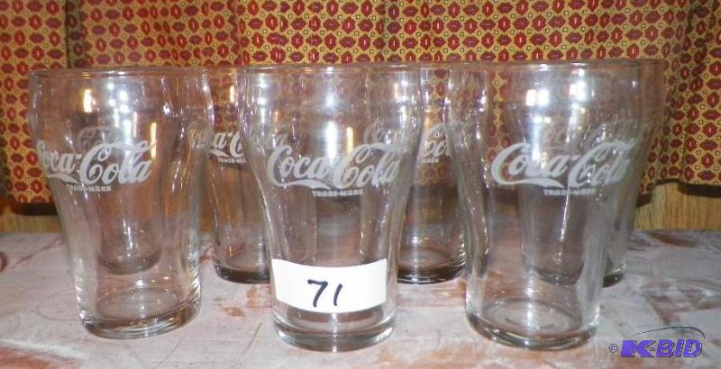 lot 71 image: 7 Old 4 inch Coca-Cola Glasses
