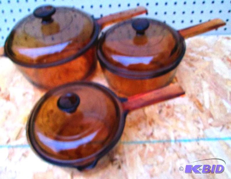 New Viston Corning Pyrex glass pot set with l...
