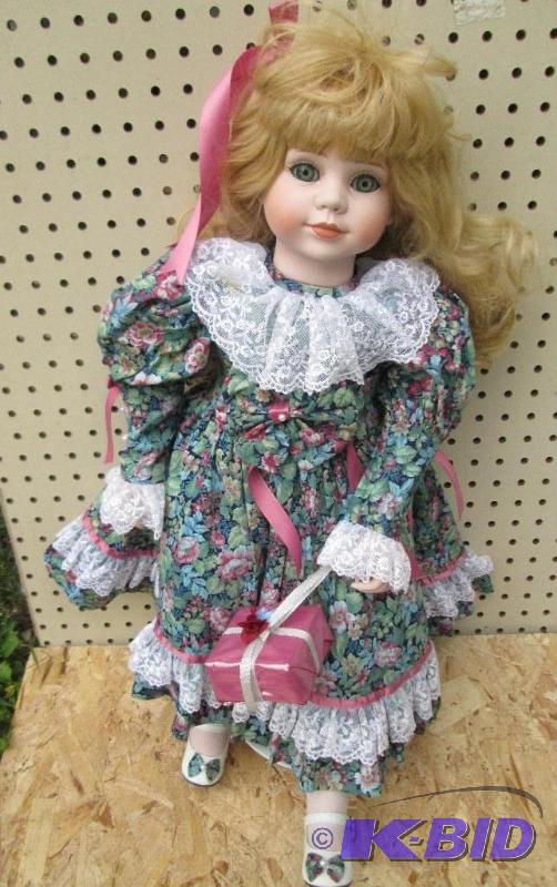 Porcelain doll, stands approx. 2 feet tall - ...