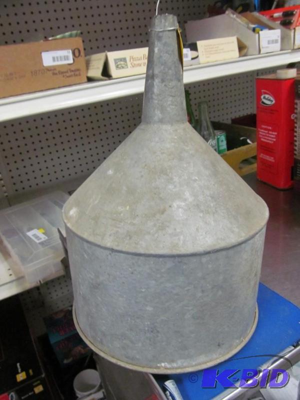 lot 2 image: Vintage metal tractor funnel